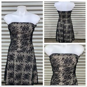 Styles dress black lace vintage strapless size Small